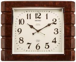 Seiko Clock Analog Wall Clock with Selectable Chime Strike Square Dark Brown Marble RX209B Radio-Controlled & Function, Shape, Pattern,