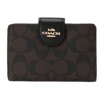 Išparduotuvė OUTLET Dvipusė piniginė C0082 IMAA8 Signature Canvas Ruda [Coach] Ruda/Juoda Juoda/Auksinė [Prekė] black