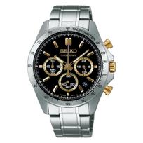 SEIKO SELECTION SBTR015 Kvarcinis Juodas x Auksinis Ciferblatas [Seiko Laikrodis] Vyriškas Laikrodis, Baterija Maitinamas Chronografas, black