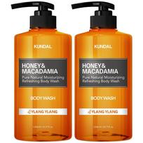 Kundal Honey & Macadamia Pure Body Wash Ylang Ylang Fragrance, 1.058L, 2 units black