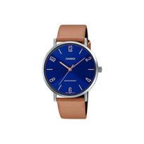 CASIO Men Standard Series Blue Watch MTP-VT01L-2B2 MTP-VT01L-2B2 Brown Strap blue