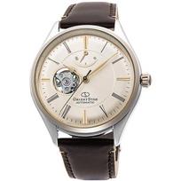 ORIENT Men's RK-AT0201G (Men's Leather Classic Semi-Skeleton) Round Watch Analog