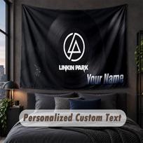 Custom Name Text Tapestry,Linkin Park Decorative Wall Hanging, Background Tapestry For Home Bedroom 100cmx150cm gray