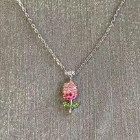 JMXD-  Tulip  flower Titanium Steel Necklace Women, Niche Design Temperament Collarbone Chain, Gift gray