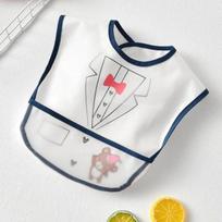 Baby food waterproof bib bucket bib, tuxedo, 1 piece white