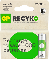 GP Battery GP - „ReCyko“ įkraunamos baterijos, AA dydis, 2100 mAh, 4 vnt. pakuotė