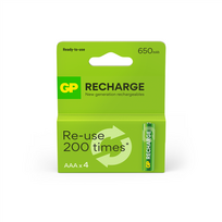 GP Battery GP - Įkraunamos baterijos, AAA dydžio, 650 mAh, 4 vnt. pakuotė