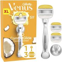 „Venus Pro ComfortGlide“ kokosų kvapo moteriškas skustuvas – 1 papildymas – geltonas/baltas