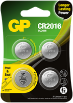 GP Battery GP - ličio elementų baterijos CR2016, 3 V, su apsauginiu sandarikliu, 4 vnt. pakuotėje