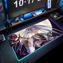 Frieren Mouse Pad RGB Gaming Mousepad Big LED Pad PC Desk Mat Luminous Mouse Pad Large Keyboard Mats Table Rug With Backlit RGB600x300x3mm gray