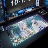 Frieren Mouse Pad RGB Gaming Mousepad Big LED Pad PC Desk Mat Luminous Mouse Pad Large Keyboard Mats Table Rug With Backlit RGB600x300x3mm