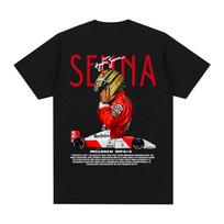 2026 Brazilijos Ayrton Senna marškinėliai Vintažiniai Grafiniai Per dideli Kvėpuojantys Medvilniniai Vyriški Moteriški Marškinėliai Nauji TEE TSHIR Hip Hop Gatvės apranga Per dideli Marškinėliai 4XL red