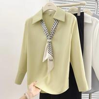 La Chapelle Pearl Embellished Tie-Neck Blouse with Roll-Up Sleeves XL geltona