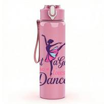 1PC Just A Girl Who Loves Dance Print 750ml Color Plastic Sports Water Bottle Leakproof Flip Straw Lid Suitable for Sports Office Home Use rožinė