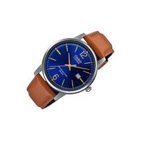CASIO 50 meters waterproof Quartz leather strap men's watch blue dial MTS-110L-2A mėlyna