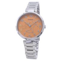 Casio Quartz LTP-E10D-4A LTPE10D-4A analoginis moteriškas laikrodis oranžinė