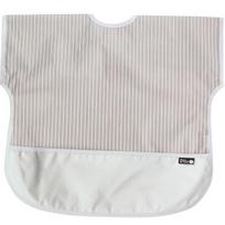 Pli? color matching waterproof short-sleeved bib, 1 piece, 07 gray stripe white