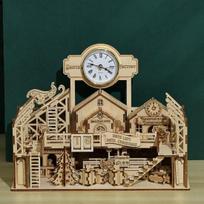 3D 3D Puzzle Gift House Wooden Puzzle Concentration Improvement DIY Puzzle Model House, Korean popular puzzles brown