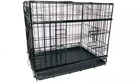Active canis - Premium klasės narvas su stumdomomis durelėmis - juodas - 122 x 76 x 84