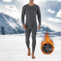 Žieminiai vyriški termo apatiniai šilti minkšti medvilniniai vilnos pamušalu šilti skydeliai ilgos Johns termo drabužių pižamos rinkinys A-XL šalta pilka spalva