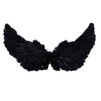 Angelo sparnai vaikams mergaitėms plunksniniai angelo sparnai kostiumas su galvos juosta lazdele Helovino cosplay vakarėlio persirengimo rekvizitai 1pc black