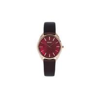 SEIKO 50 meters waterproof Quartz leather strap 32mm women's watch red dial SWR082P raudona