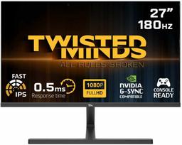 „Twisted Minds“ – „Blaze“ serijos plokščias 27 colių FHD – 180 Hz 0,5 ms greitas IPS HDMI 2.1 žaidimų monitorius, juodas