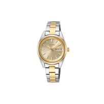 SEIKO 100 meters waterproof Quartz Steel Strap women's watch gold dial SUR354P1 mėlyna