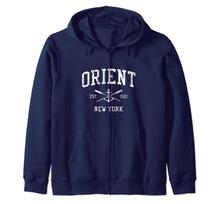 Orient NY Vintage Cross Oar Boat Anchor Sports Zip Hoodie & mėlyna