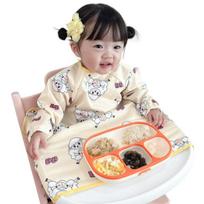 Bell Baby baby table integrated bib long sleeve partial cover, (renewed) yellow sheep, 1 piece, 1 piece gray