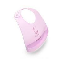 Bailey baby silicone baby food bib, pink, 1 piece white
