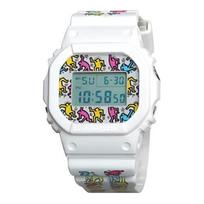 Casio CASIOG-SQUAD Series Keith Haring x G-SHOCK Series Street Vibrant Retro Small Square LCD Quartz Movement Japanese and Korean DW-5600Keith19-7 balta