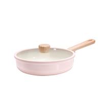 CAROTE 20cm Frying Pan with and Ceramic Induction Gas Easy to Perfect for Fried and All Heat Cherry Blossom Pink Lid, PFAS, Lead, Cadmium, rožinė