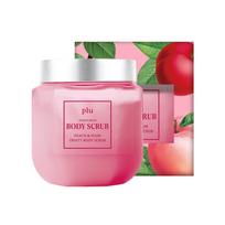 Plu Perfumed Sugar & Sea Salt Body Scrub 500g, 8 types, choose 1 Sugar-Peach & Plum 500g + Silver Spoon pink
