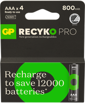 GP Battery GP - ReCyko Professional NiMH AAA įkraunamos baterijos, 85AAAHCB-2WB4, 4 vnt. pakuotėje