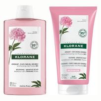 Klorane Raminantis šampūnas jautriai galvos odai su bijūnu 400ml + Kondicionierius 150ml, 1 rinkinys pink