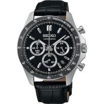 [Seiko] Men's 1/5 Second Chronograph Quartz Watch SBTR021, Black Leather, Authentic Japan Model gray
