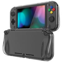 PlayVital Nintendo Switch Lite Clear Protective Hard Grip Shockproof and Includes Tempered Glass Thumb and Button Caps Case, Cover, Scratch-Resistant,
