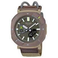 Casio 100M atsparus vandeniui Saulės energija varomas Laikrodis su drobiniu dirželiu Vyriški laikrodžiai Rudas PRJ-B001B-5 Coffee Watch Dial gray