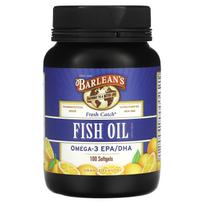 Barlean's, Fresh Catch, Fish Oil Supplement, Omega-3 EPA/DHA, Orange Flavor, 100 Softgels