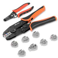 KF CPTEC Crimping Pliers Crimping Tool Set 9pcs Ratcheting Wire Crimper Heat Shrink Open Barrel Insulated and Ferrule Connectors Wire Crimping Tool juoda