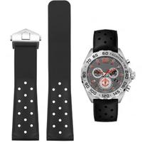 Laikrodžio dirželis TAG HEUER Silikoninis laikrodžio apyrankė Laikrodžio apyrankė 22mm Minkštas silikoninės gumos dirželis Pakeičiamas dirželis TAG HEUER Carrera Monaco serija Suderinamas juoda