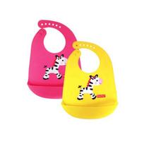 Fisher-Price silicone bib, yellow, pink, 2 pieces, 1 piece pink
