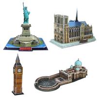 Pasaulio pastatas 3D galvosūkis, pažangus 4 B tipo Laisvės statula + Dievo Motinos Paryžius + Šventojo Ball kelio katedra + Londono Didysis Ventas gray