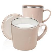 Mother K stainless steel cup + lid set, beige, 2 sets, Popular Korean parenting items white