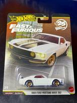 Hot Wheels Fast Furious 1969 Ford Mustang Boss 302 Riders 25th Anniversary & (Real Edition) white