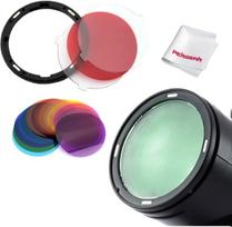 Godox Magnetinis tvirtinimo difuzoriaus plokštelės ir spalvotų filtrų rinkinys apvalios galvutės ir Godox V1 blyksčių serijai AK-R16 V-11C AD200/AD200Pro (V1-S, V1-C, V1-N, pink