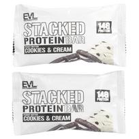 EVLution Nutrition, Stacked Protein Bars, Peanut Butter Cookies & Cream, 2 bars, 2.29 oz (65 g) each