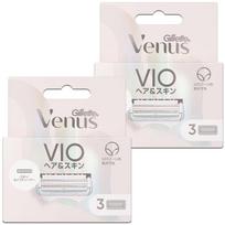 [Pirkimas dideliais kiekiais] Moteriškas skustuvas „Gillette Venus VIO Hair & Skin“ su 3 keičiamais peiliukais x2 (6 pakaitiniai peiliai) white