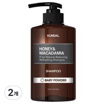 Kundal Honey & Macadamia Nature Shampoo Baby Powder Fragrance, 718ml, 2 units black